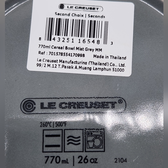 Le Creuset Cereal Bowl 26 Oz Mist Grey Set Of 3 New Seconds 770 ml - Picture 7 of 11